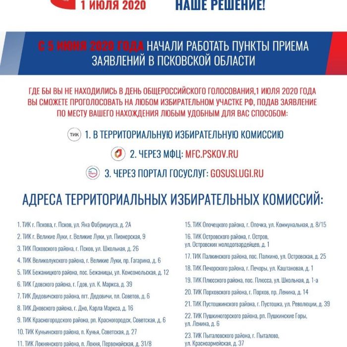 Информация об Общероссийском голосовании 1 июля 2020